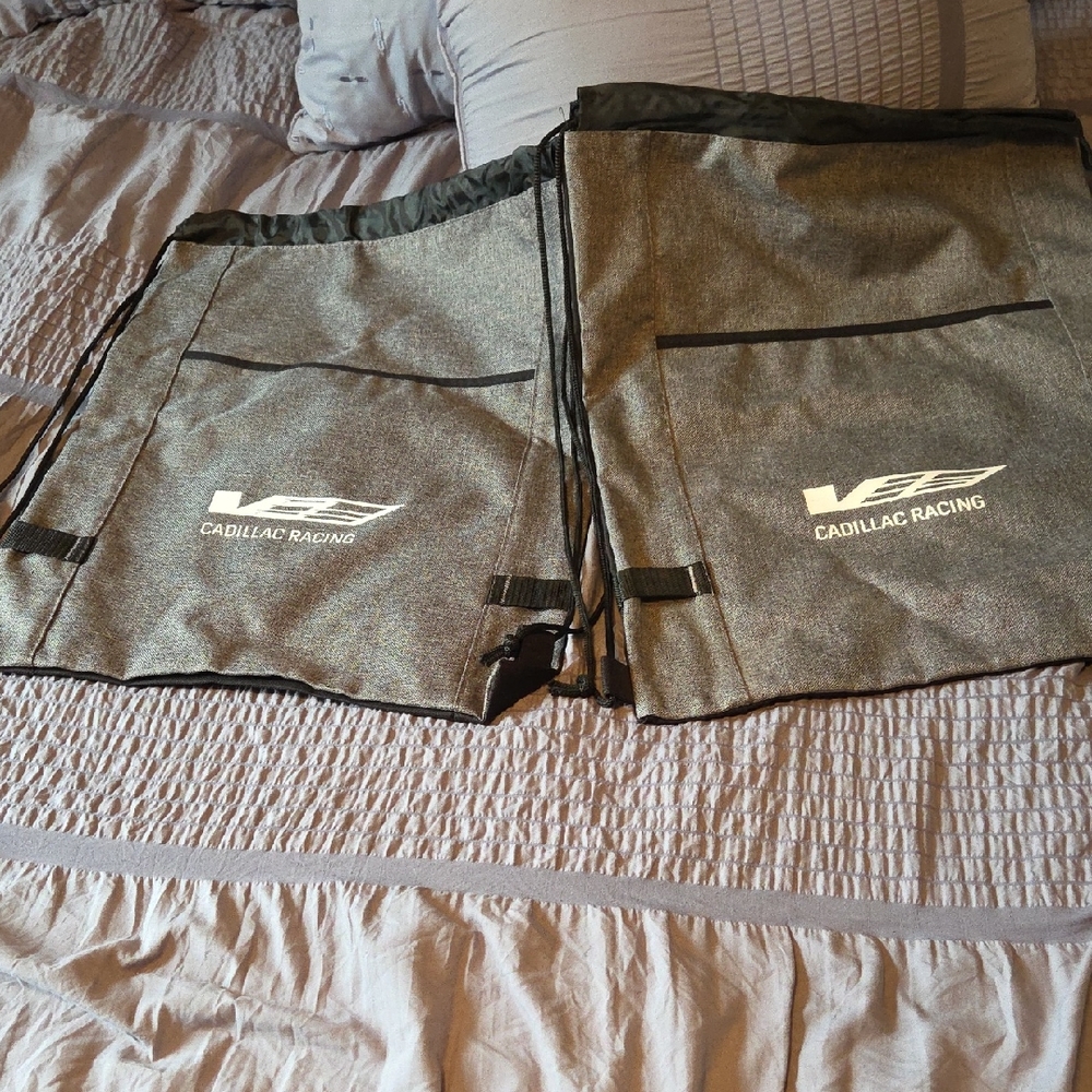 Two Cadillac Racing Gray Flat Backpacks